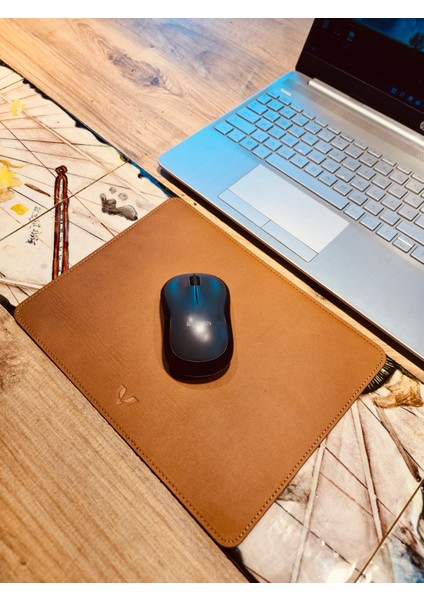 Hakiki Deri Mousepad Vintage Taba