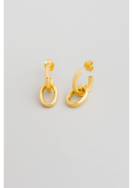 Modern Tasarım 18 Ayar Altın Kaplama Gümüş Küpe