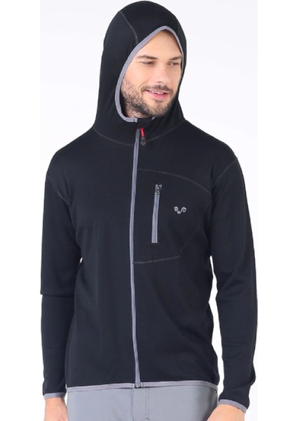 Maestro Fermuarlı Kapüşonlu Erkek Sweatshirt - Blk