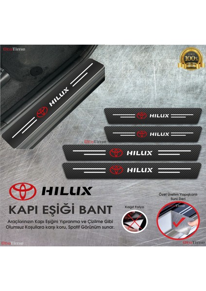 Toyota Hılux Logolu Karbon Kapı Eşiği Koruyucu Suni Deri 4'lü Set