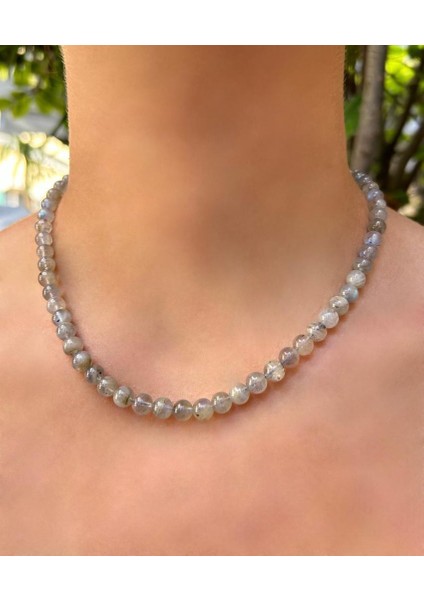 6 mm Küre Kesim Labradorit Doğal Taş Kolye