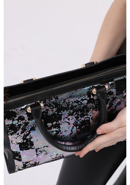 Siyah Süet Baskı Desenli Kadın El Omuz Çantası indirimleri