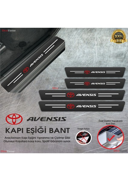 Toyota Avensis Logolu Karbon Kapı Eşiği Koruyucu Suni Deri 4'lü Set