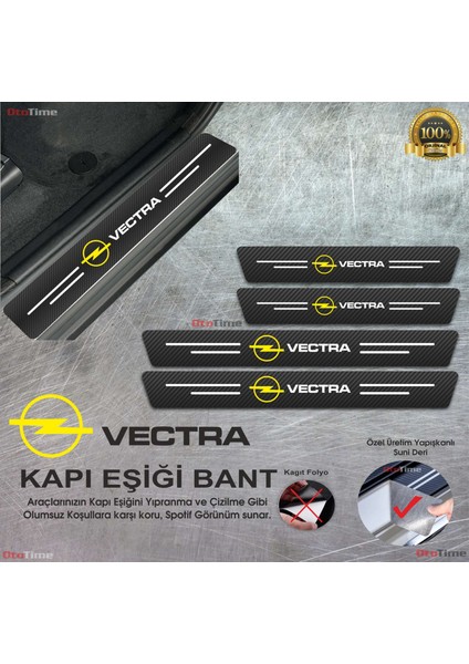 Ope L Vectra Logolu Karbon Kapı Eşiği Koruyucu Suni Deri 4'lü Set