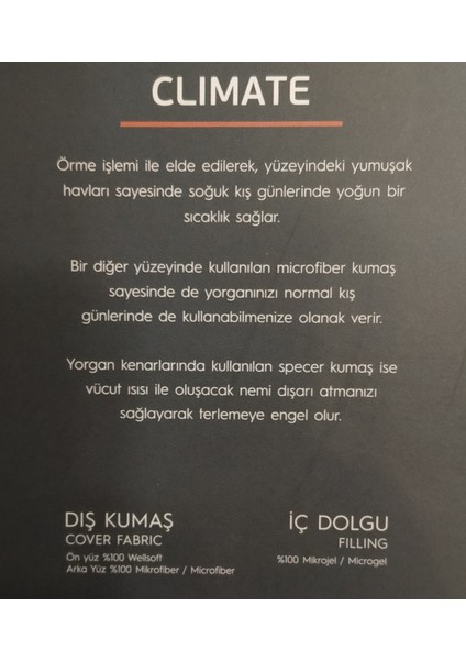 Çift Taraflı Clımate Yorgan Çift Kişilik