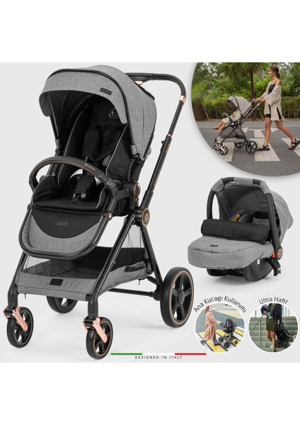 Mido 2 Travel Sistem Bebek Arabası Rose Gri-Siyah