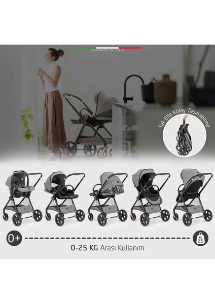 Mido 2 Travel Sistem Bebek Arabası Rose Gri-Siyah