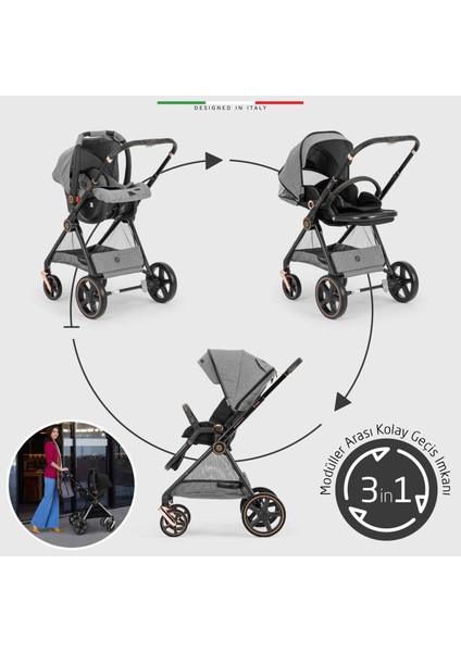 Mido 2 Travel Sistem Bebek Arabası Rose Gri-Siyah