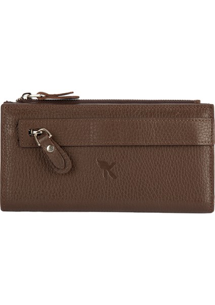 Karali Deri Unisex Portföy Cüzdanı Kahve BC484-02
