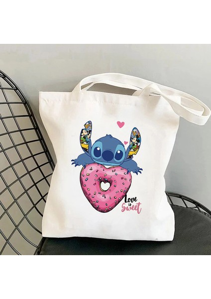 967 Y2K 90S Disney Stitch Tote Çanta Kanvas Omuz Çantası Eko Hip Hop Lilo ve Stitch Alışveriş Çantası Kadın Tote Alışveriş Çantası Kadın (Yurt Dışından)