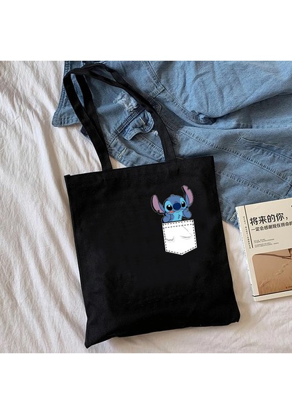 967 Y2K 90S Disney Stitch Tote Çanta Kanvas Omuz Çantası Eko Hip Hop Lilo ve Stitch Alışveriş Çantası Kadın Tote Alışveriş Çantası Kadın (Yurt Dışından)