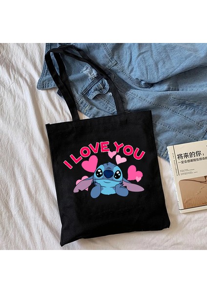 967 Y2K 90S Disney Stitch Tote Çanta Kanvas Omuz Çantası Eko Hip Hop Lilo ve Stitch Alışveriş Çantası Kadın Tote Alışveriş Çantası Kadın (Yurt Dışından)