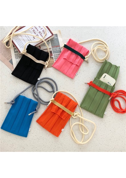 Mavi Moda Örgü Küçük Crossbody Çanta Kadın Organ Pileli Mini Omuz Askılı Çanta Bayanlar Katlanabilir Uzun Sapanlar Telefon Çanta (Yurt Dışından)