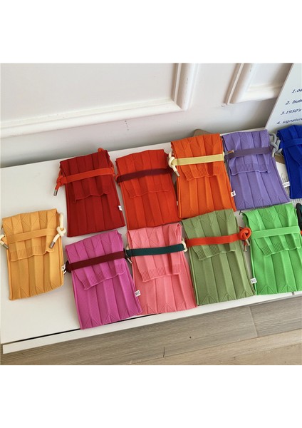 Mavi Moda Örgü Küçük Crossbody Çanta Kadın Organ Pileli Mini Omuz Askılı Çanta Bayanlar Katlanabilir Uzun Sapanlar Telefon Çanta (Yurt Dışından) indirimleri