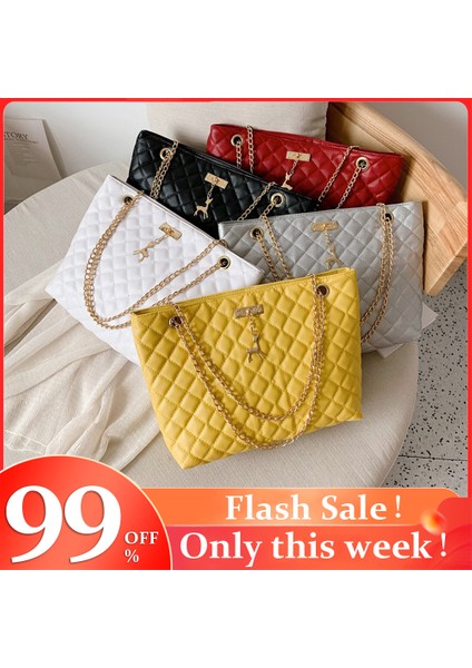 Stil 1 Kırmızı Klasik Elmas Kafes Çanta Moda Kadınlar Büyük Kapasiteli En Saplı Çanta Saf Renk Ince Zincir Omuz Crossbody Çanta Cумка (Yurt Dışından) fiyatları