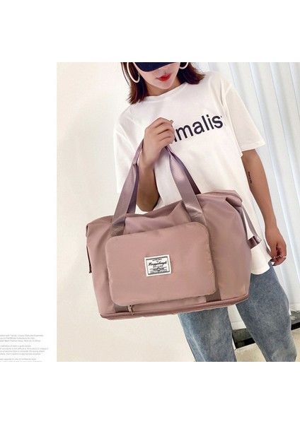 Purple2 Katlanabilir Büyük Kapasiteli Depolama Katlanır Çanta Seyahat Çantaları Tote Bagaj Çanta Üzerinde Taşımak Su Geçirmez Duffel Kadın Omuz Çantaları (Yurt Dışından)