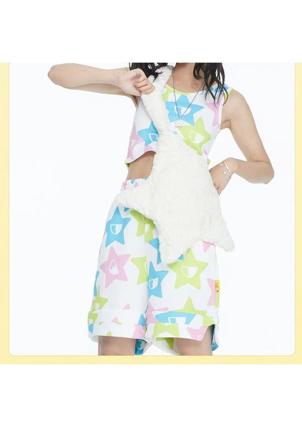 Sarı Peluş Okul Çantası Peri Grunge Çanta Kadın Sırt Çantası Koyu Estetik Tasarımcı Harajuku Kore Moda Rahat Bağbozumu Omuz Çantası (Yurt Dışından) fırsatları