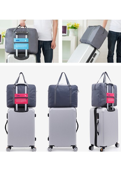 Pembe Gri Büyük Kapasiteli Moda Floding Seyahat Çantası Erkek Kadın Hafta Sonu 32L Büyük Kapasiteli Çanta Seyahat El Bagaj Çantaları Gecede Taşımak (Yurt Dışından)