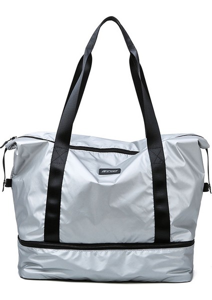 Gümüş Kişiselleştirilmiş Pembe Spor Çantası Spor Salonu Çanta Su Geçirmez Yoga Hafta Sonu Çantaları Ayakkabı Bölmesi ile Seyahat Yüzmek Duffle Blosa (Yurt Dışından)