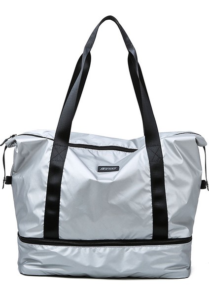 Gümüş Kişiselleştirilmiş Pembe Spor Çantası Spor Salonu Çanta Su Geçirmez Yoga Hafta Sonu Çantaları Ayakkabı Bölmesi ile Seyahat Yüzmek Duffle Blosa (Yurt Dışından) indirimleri