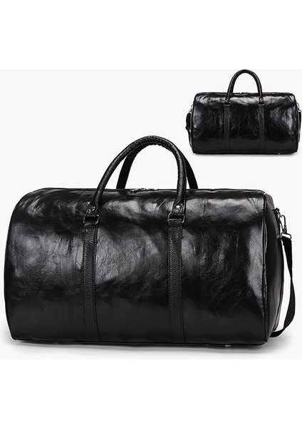 Siyah Deri Seyahat Çantası Büyük Duffle Bağımsız Büyük Spor Çanta Çanta Çanta Bagaj Omuz Çantası Siyah Erkekler Moda Fermuar Pu Сумка (Yurt Dışından)