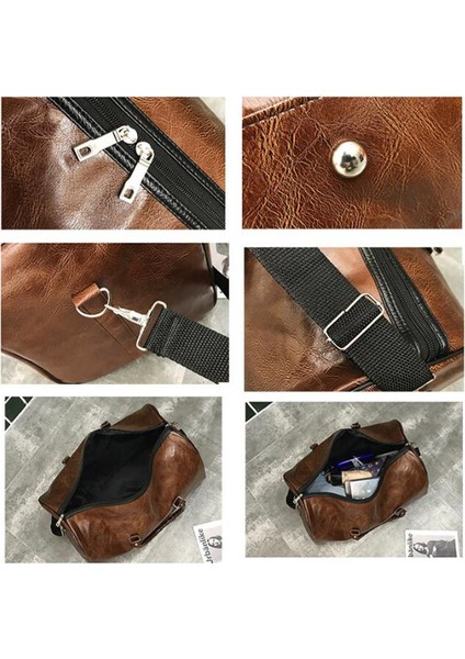 Siyah Deri Seyahat Çantası Büyük Duffle Bağımsız Büyük Spor Çanta Çanta Çanta Bagaj Omuz Çantası Siyah Erkekler Moda Fermuar Pu Сумка (Yurt Dışından)