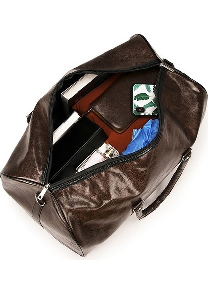 Siyah Deri Seyahat Çantası Büyük Duffle Bağımsız Büyük Spor Çanta Çanta Çanta Bagaj Omuz Çantası Siyah Erkekler Moda Fermuar Pu Сумка (Yurt Dışından)