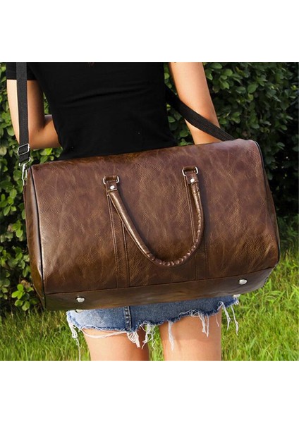 Siyah Deri Seyahat Çantası Büyük Duffle Bağımsız Büyük Spor Çanta Çanta Çanta Bagaj Omuz Çantası Siyah Erkekler Moda Fermuar Pu Сумка (Yurt Dışından)