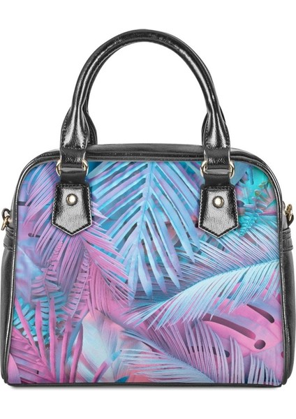 Neon Glow Tropics Talep Üzerine Özel Uv Baskı Kadın Pu Seyahat Eyer Çantaları Dropshipping Dl (Yurt Dışından)
