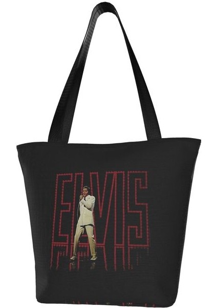 Siyah Elvis Presley Alışveriş Çantası Estetik Kumaş Açık Çanta Bayan Moda Çantalar (Yurt Dışından)