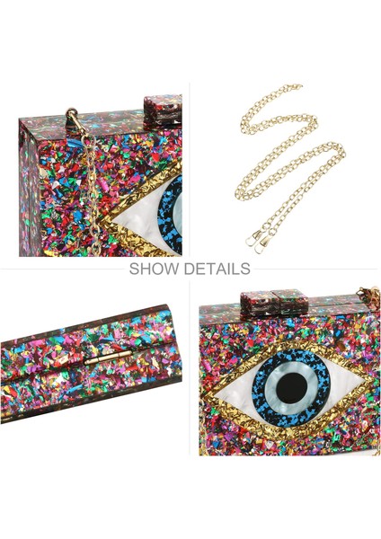 Yeşil Patchwork Glitter Nazar Akrilik Çanta Pvc Plastik Kutu Manşonlar Zincir Shouler Çanta Seyahat Akşam Çanta Kadın Crossbody Çanta (Yurt Dışından) indirimleri