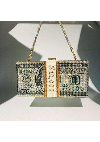 C Para Debriyaj Taklidi Çanta 10000 Dolar Nakit Yığını Akşam Çanta Omuz Düğün Yemeği Çantası (Yurt Dışından)