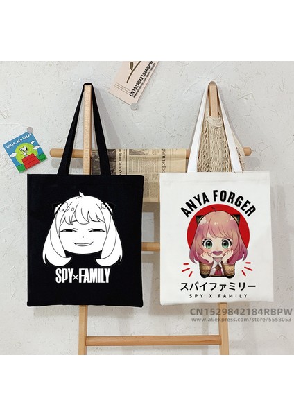 B2832A-BEYAZ Japon Anime Spyfamıly Alışveriş Çantası Grafik Tote Harajuku Spy x Aile Kanvas Anya Kendini Beğenmiş Spyfamily Omuz Çantası Kadın Ulzzang (Yurt Dışından) fiyatları