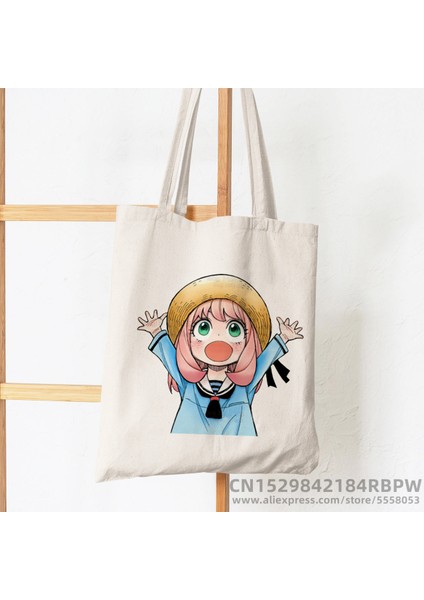 B2832A-BEYAZ Japon Anime Spyfamıly Alışveriş Çantası Grafik Tote Harajuku Spy x Aile Kanvas Anya Kendini Beğenmiş Spyfamily Omuz Çantası Kadın Ulzzang (Yurt Dışından) modelleri