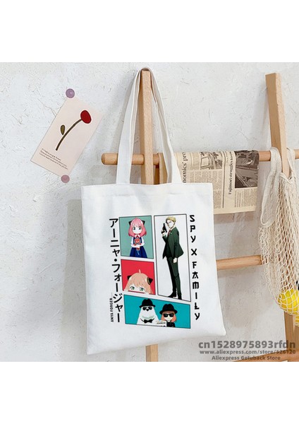 B2832A-BEYAZ Japon Anime Spyfamıly Alışveriş Çantası Grafik Tote Harajuku Spy x Aile Kanvas Anya Kendini Beğenmiş Spyfamily Omuz Çantası Kadın Ulzzang (Yurt Dışından) indirimleri