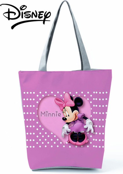 HL1685 Mickey Minnie Disney Mickey Minnie Baskılı Çanta Yüksek Kapasiteli Taşınabilir Omuz Çantası Karikatür Kadın Alışveriş Çantası Moda Seyahat Plaj Çantası (Yurt Dışından)