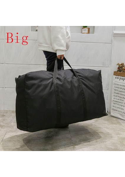 Büyük Siyah Unisex Ince Katlanır Bagaj Çantası Büyük Kapasiteli Giyilebilir Duffle Çanta Rahat Hafif Erkek Çanta Haftasonu Oxford Giyim Saklama Poşetleri (Yurt Dışından)