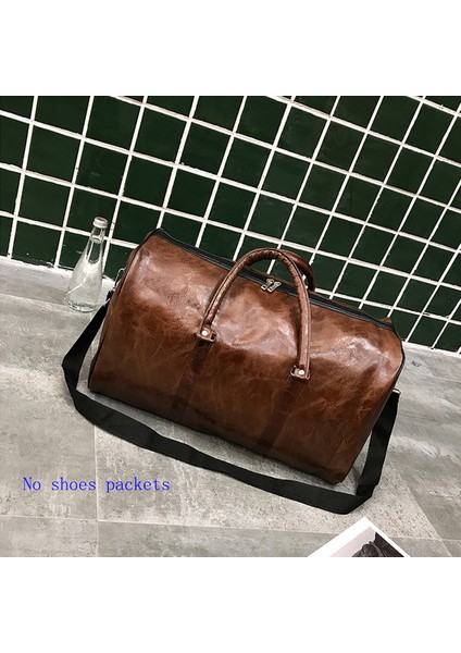 Stil 1 Lt Kahverengi Yüksek Kapasiteli Seyahat Çantası Bagaj Unisex Eğlence Spor Haftasonu Çantası Iş Bavulu Yumuşak Deri Seyahat Duffels Omuz Çantaları (Yurt Dışından)