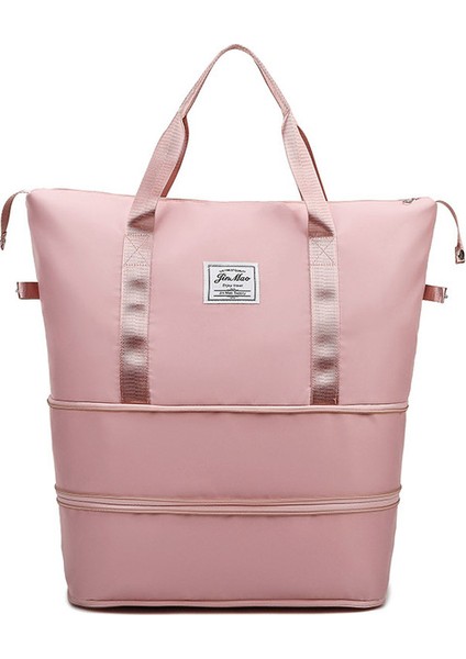 Tatlı Pembe Çift Katmanlı Genişleme Büyük Kapasiteli Seyahat Çantası Çanta Kadın Duffle Çanta Kuru Islak Ayırma Kadın Bagaj Çantası Omuz Çantaları (Yurt Dışından)