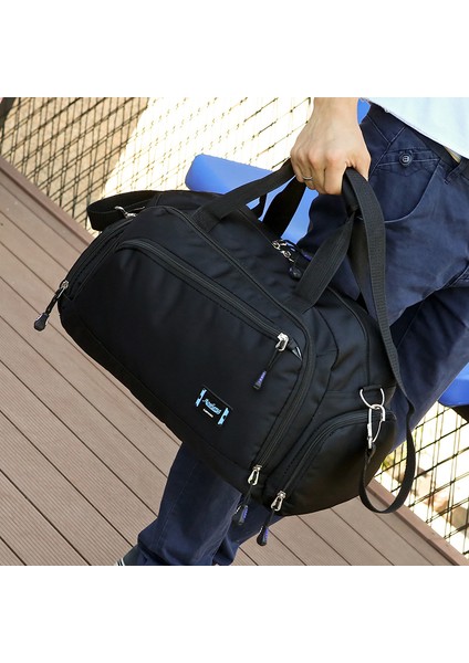 Siyah Sıcak Su Geçirmez Naylon Seyahat El Çantası Erkekler Moda Hafta Sonu Çanta Taşımak Vintage Rahat Duffel Omuz Çantaları Kadın Gecede Çanta (Yurt Dışından)