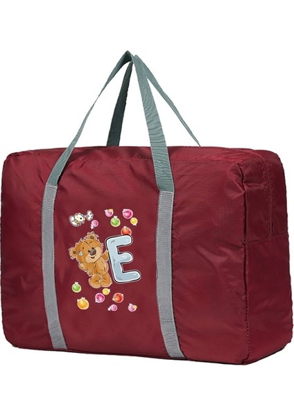 5beare Seyahat Çantası Unisex Katlanabilir Silindir Çanta Organizatörler Büyük Kapasiteli Taşınabilir Bagaj Çantası Seyahat Ayı Mektubu Desen Aksesuarları (Yurt Dışından)