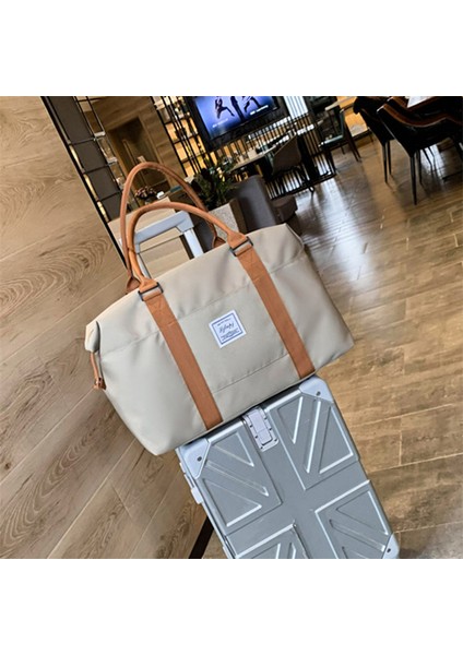 L Siyah Moda Büyük Seyahat Çantası Kadın Bez Çantalar Çanta Oxford Kumaş Kuru Islak Ayrılmış Çanta Kadın Hafta Sonu Gecelik Çanta (Yurt Dışından) fırsatları