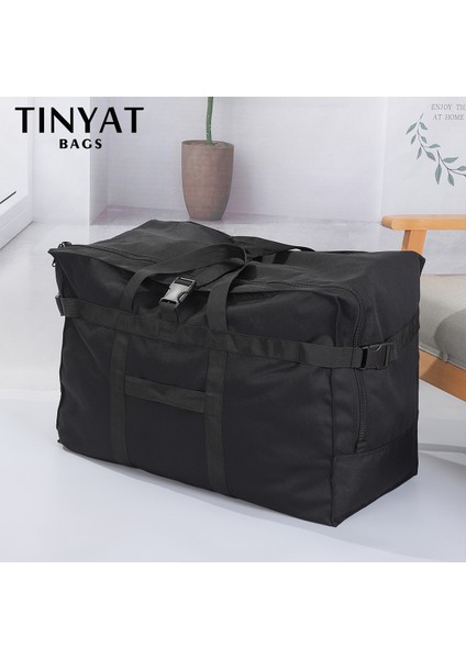 T3009 Siyah Tınyat Katlanır Erkekler Bagaj Seyahat Çantası Büyük Kapasiteli Bez Çantalar Kadınlar Için Erkek Hafta Sonu Protable Duffle Çanta Siyah Adam Çanta (Yurt Dışından) fiyatları