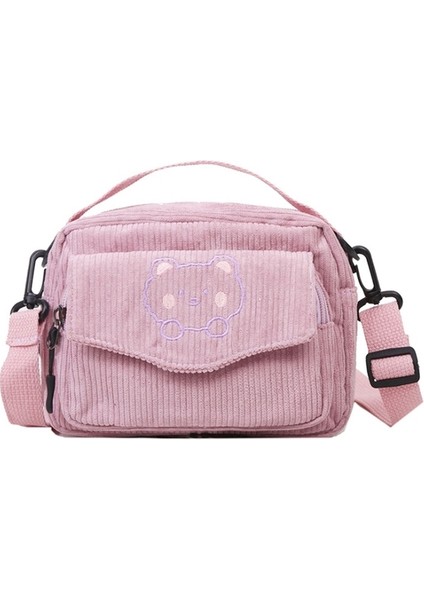 Pembe Sevimli Karikatür Messenger Tote Çanta Crossbody Çanta Kadife Ayı Öğrenci Omuz Çantası Lolita Günlük Kullanım Için Bayanlar Kız Çanta (Yurt Dışından)