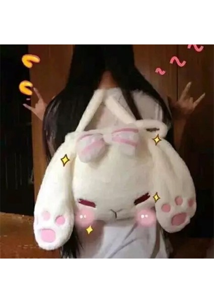 C 45X33 cm Kürklü Sevimli Tavşan Sırt Çantası Kadın Japon Harajuku Kawaii Lolita Y2K Estetik Rahat Paket Fairycore Alt Çanta Kore Moda (Yurt Dışından) fiyatları