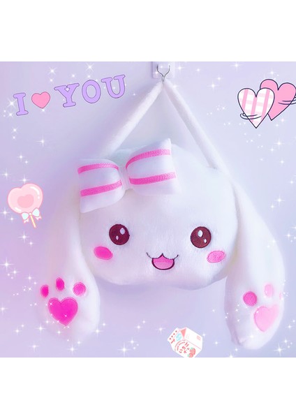 C 45X33 cm Kürklü Sevimli Tavşan Sırt Çantası Kadın Japon Harajuku Kawaii Lolita Y2K Estetik Rahat Paket Fairycore Alt Çanta Kore Moda (Yurt Dışından) indirimleri