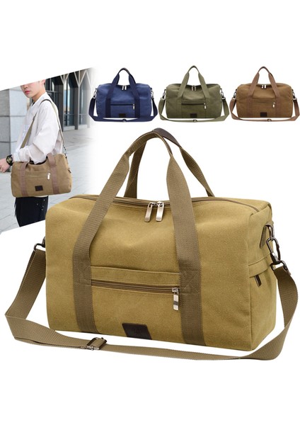 S Kahve Erkek Moda Eğlence Seyahat Taşınabilir Duffel Çanta Tuval Seyahat Tote Çapraz Vücut Klasik Çanta Erkekler Messenge (Yurt Dışından)