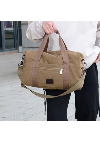 S Kahve Erkek Moda Eğlence Seyahat Taşınabilir Duffel Çanta Tuval Seyahat Tote Çapraz Vücut Klasik Çanta Erkekler Messenge (Yurt Dışından)