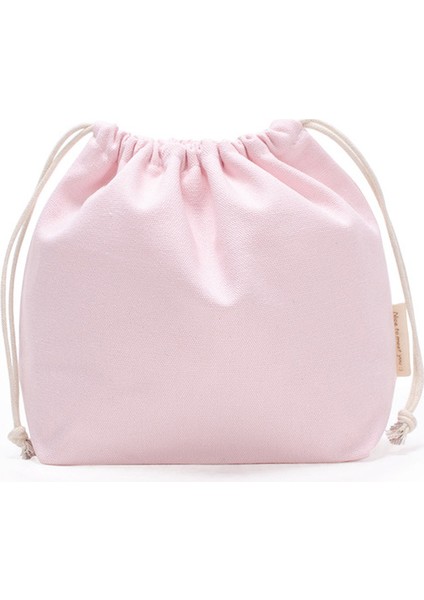 Açık Pembe Özel Logo Büyük Düz Renk Boş Tuval Ipli Cep Ipli Taşınabilir Kozmetik Çantası Büyük Kapasiteli Seyahat Pamuklu Çanta (Yurt Dışından)