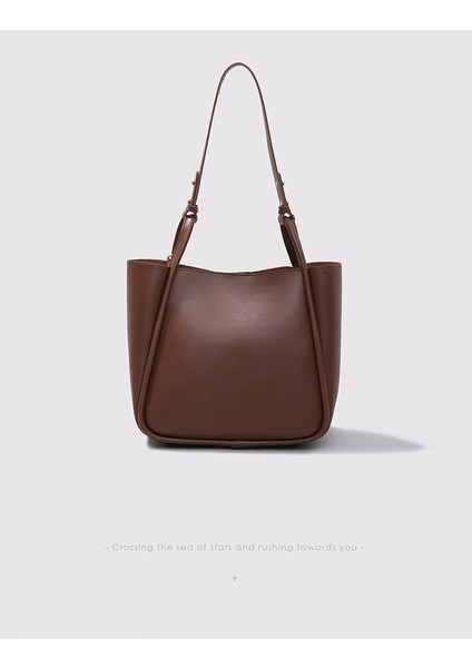 Çikolata Maxdutti Moda Tote Çanta Basit Deri Banliyö Çantası Kadın Yüksek Kaliteli Büyük Kapasiteli (Yurt Dışından)